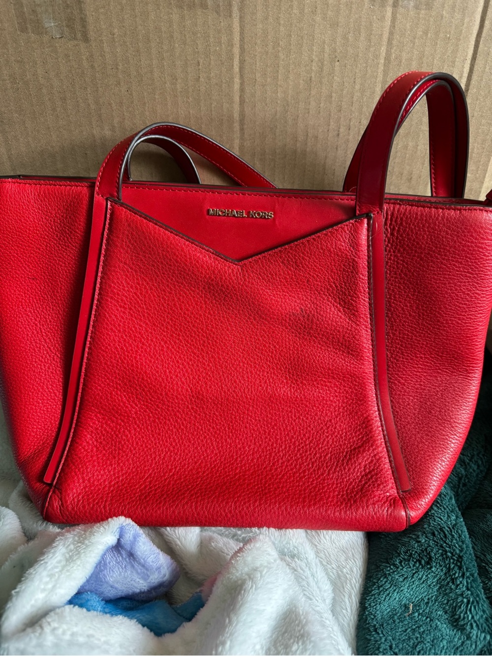 Michael Kors Red Pebbled Leather Tote